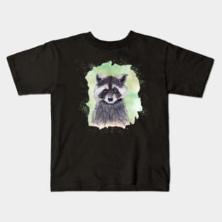 Raccoon in Ink and Watercolor Kids T-Shirt